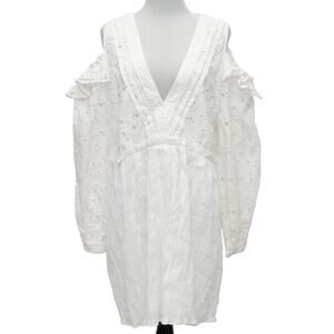 IRO White Meila Décolleté Cold Shoulder Eyelet Dress Size 8